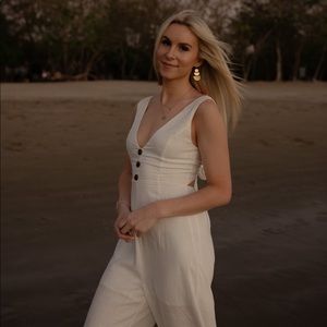 Boutique White Midi Jumpsuit - Size Small
